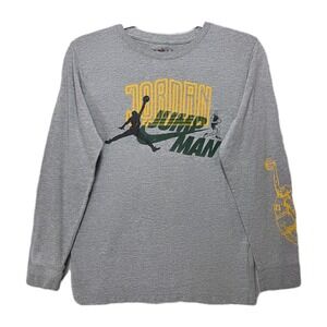 Air Jordan Jumpman‎ Tshirt Boys Sz XL 13 15 yrs Logo Gray Graphic on Long Sleeve